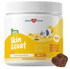 Coco and Luna flacon avant montrant l'étiquette et bénéfice peau saine