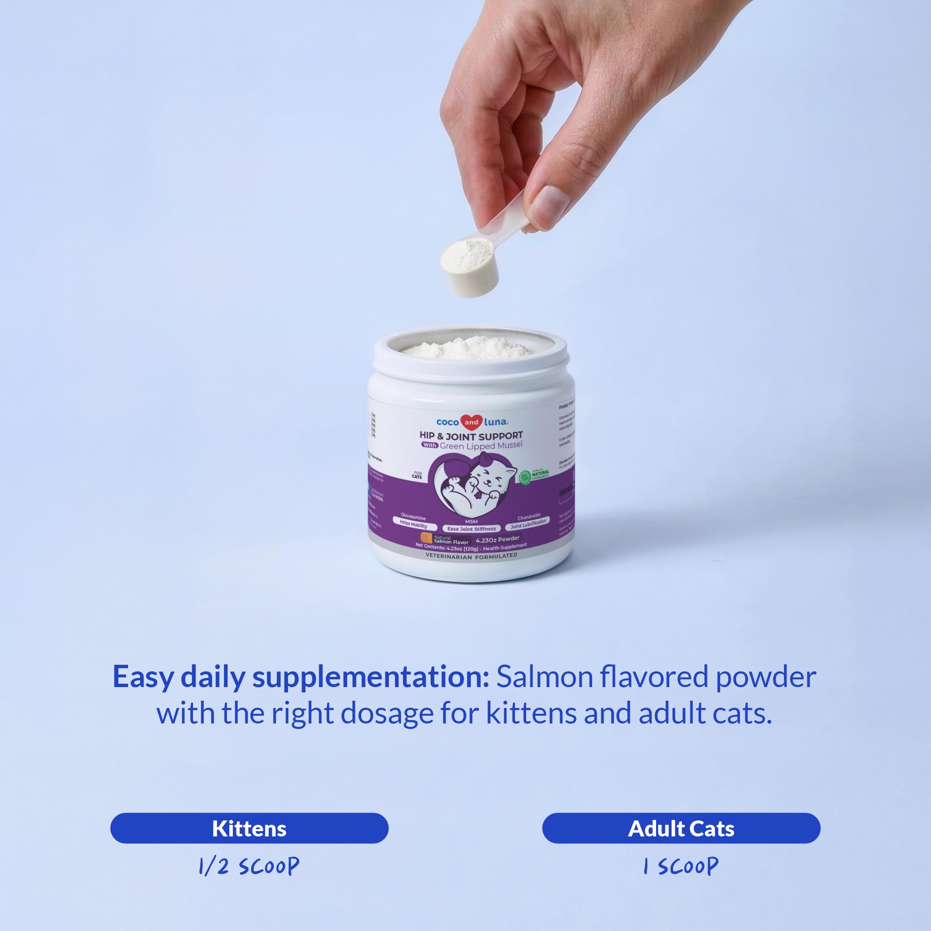 Coco and Luna cuillère doseuse et poudre pour un dosage précis quotidien
