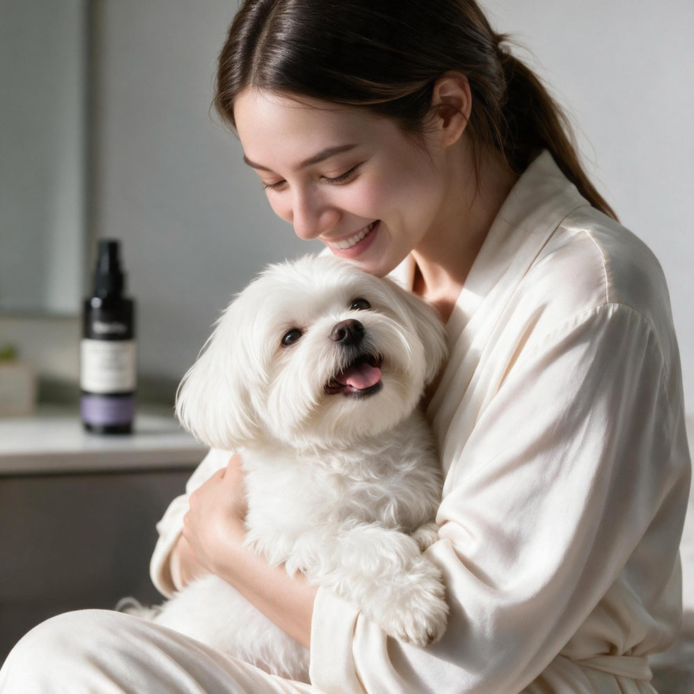 Application de Coconut Care Spray sur chat montrant pelage souple et sans résidu