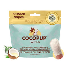 Cocopup emballage avant montrant 50 lingettes, pratique et compact