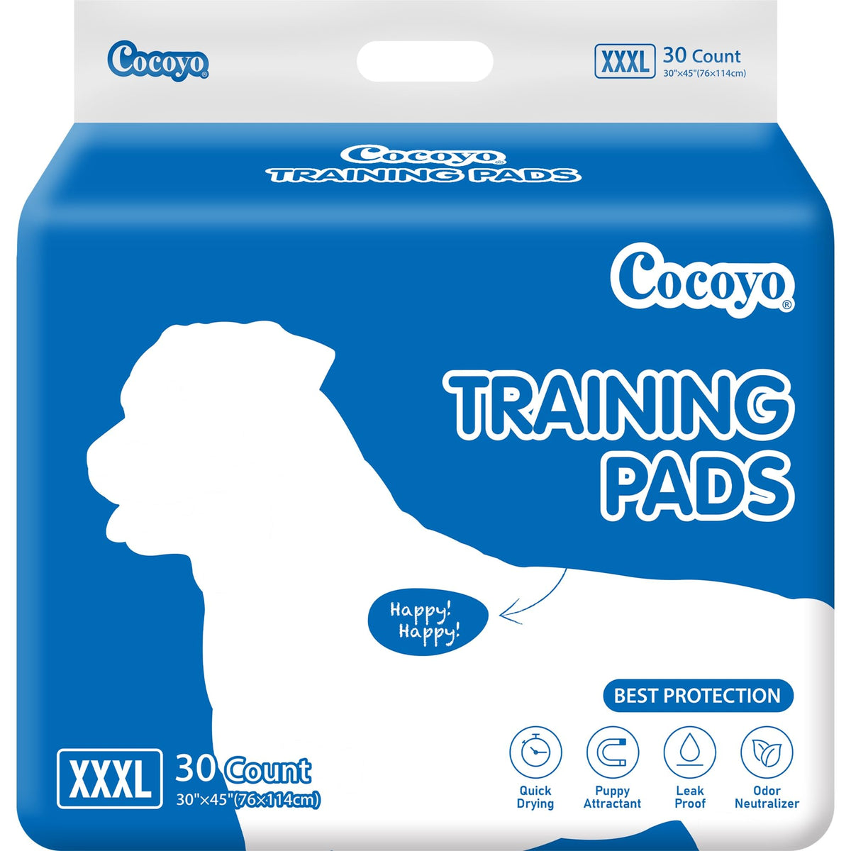 COCOYO emballage avant du pack de 30 tapis, visibilité gain économique