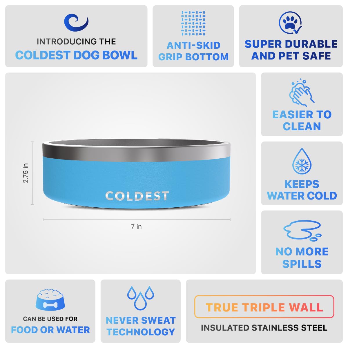 The Coldest Water comparaison de taille avec une main, montre capacité 42 oz