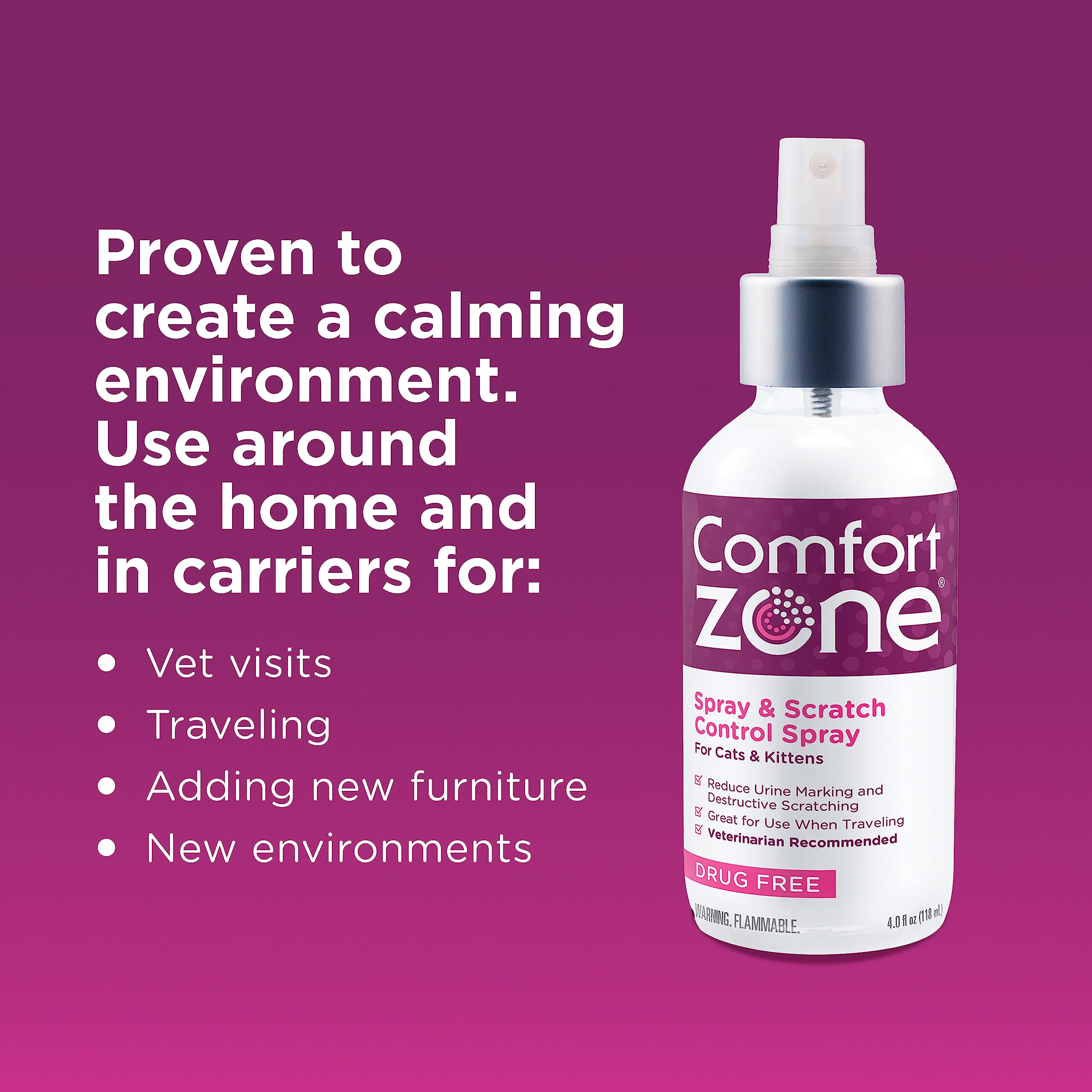 Comfort Zone vaporisé dans un transporteur pour réduire le stress en déplacement