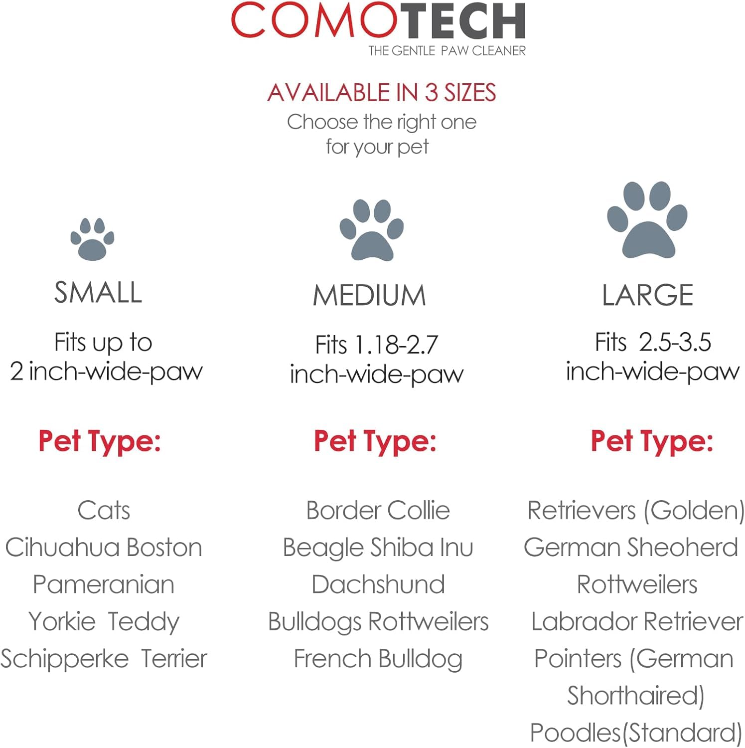 Comotech gros plan intérieur en silicone doux nettoyant sans irriter la patte