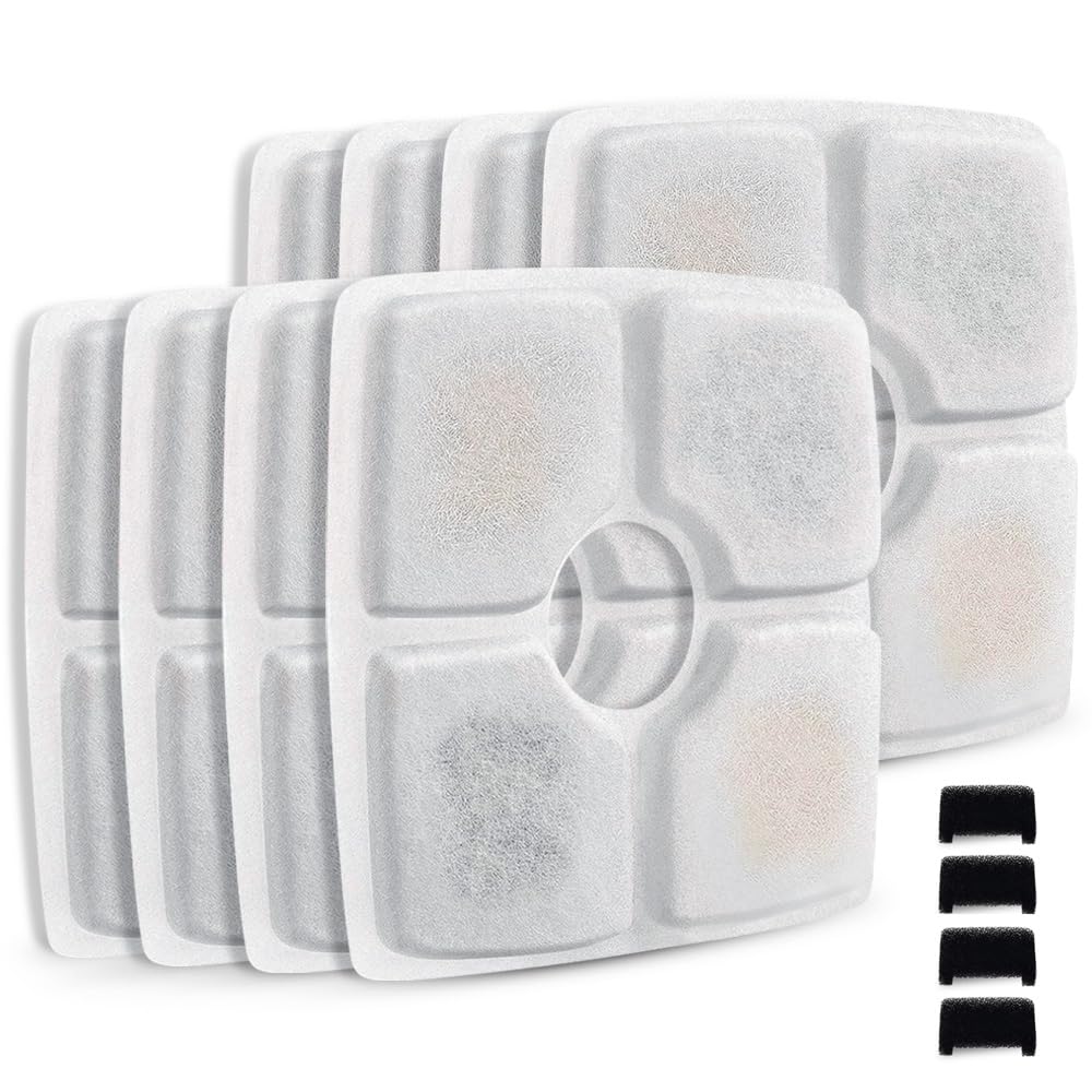 Comsmart emballage avant montrant pack de 8 filtres et 4 mousses, conservation pratique
