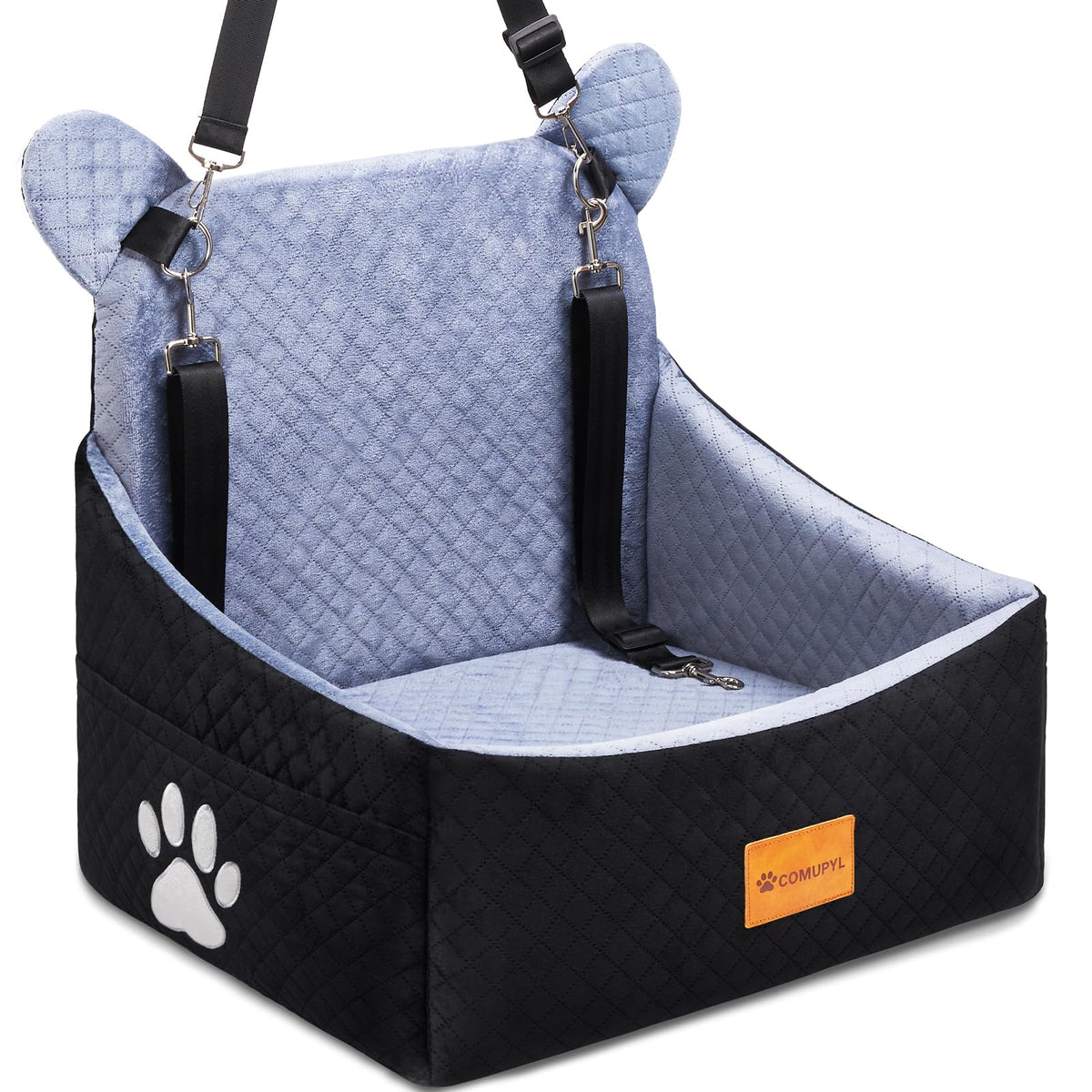 COMUPYL vue de face du siège auto gris noir offrant confort sûr