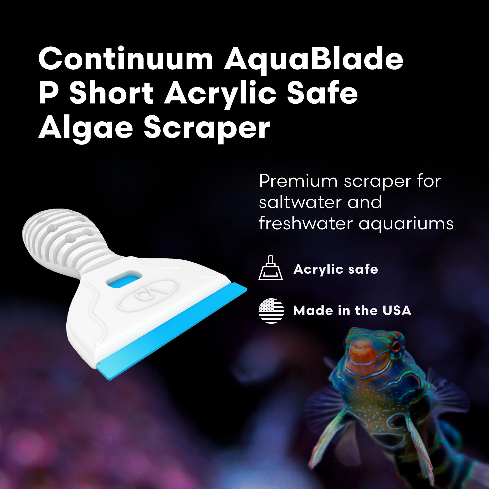 Continuum Aquatics gros plan sur la lame cyan pour nettoyage doux sans rayures