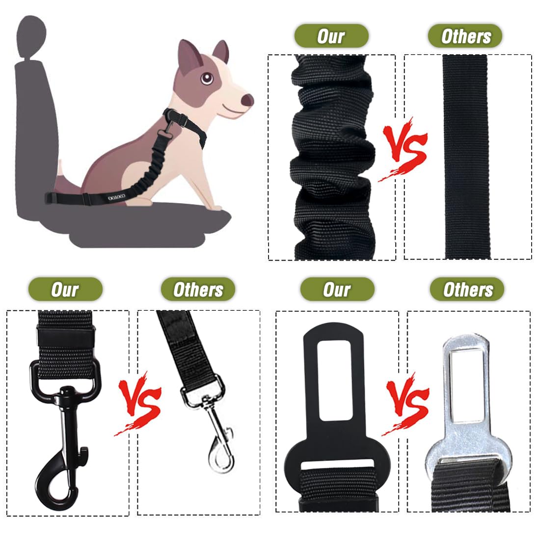COOYOO sangle attachée dans voiture réduisant les torsions