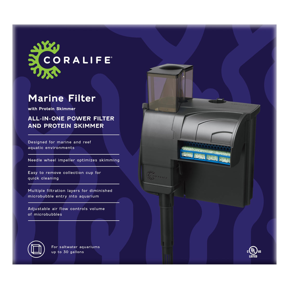Coralife vue de face de l'appareil entier montrant design compact et gain d'espace
