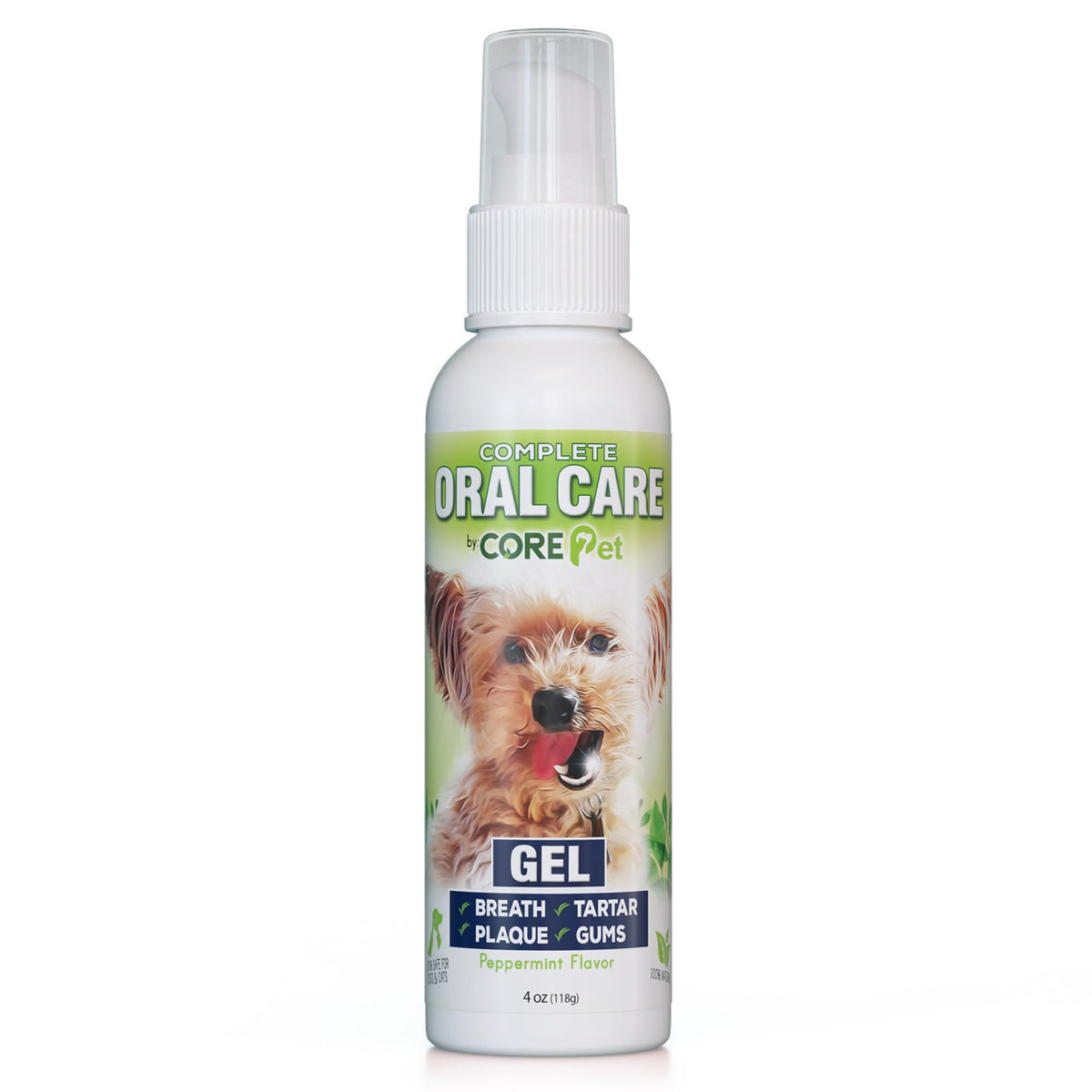 CORE Pet packaging avant montrant le gel menthe et bénéfice hygiène naturelle