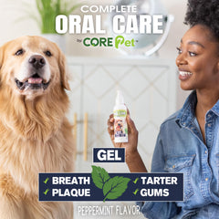 CORE Pet texture du gel en gros plan adhérant aux dents, favorise action ciblée