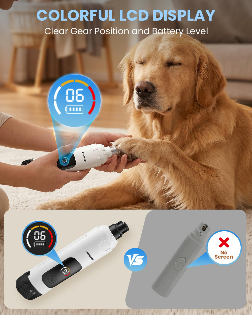 Cornnpet double LED éclairant l'ongle pour mieux repérer le quick et sécuriser la coupe
