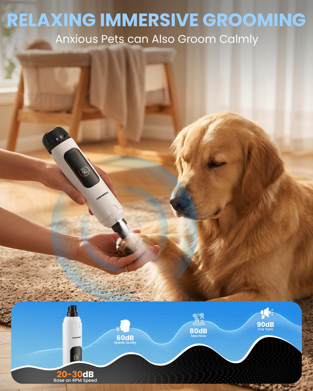 Cornnpet écran LCD affichant vitesse et batterie pour une coupe sans surprises