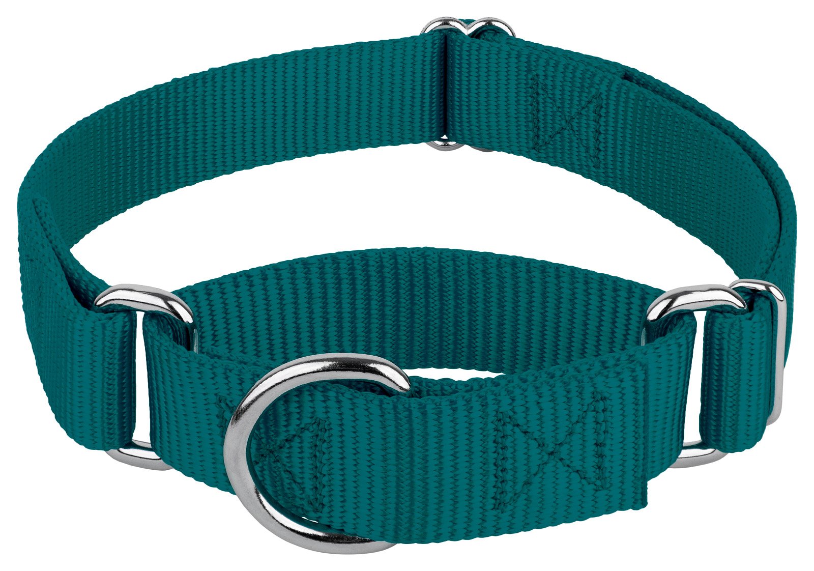 Country Brook Petz vue avant du collier teal et emballage, montre la qualité