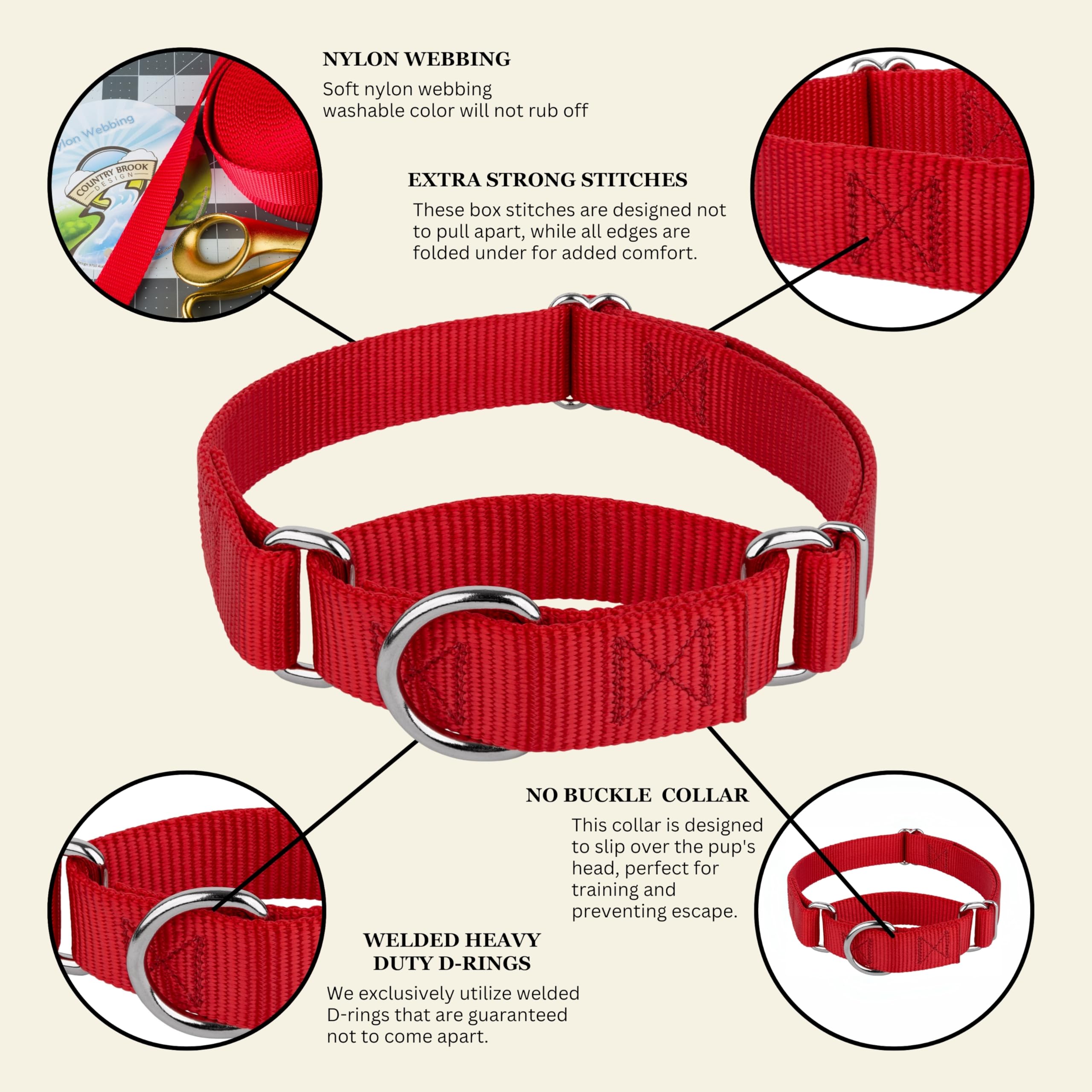 Country Brook Petz collier rouge en promenade urbaine, style adapté
