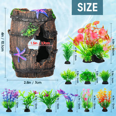 CousDUoBe ensemble de 11 plantes et baril pour décor riche