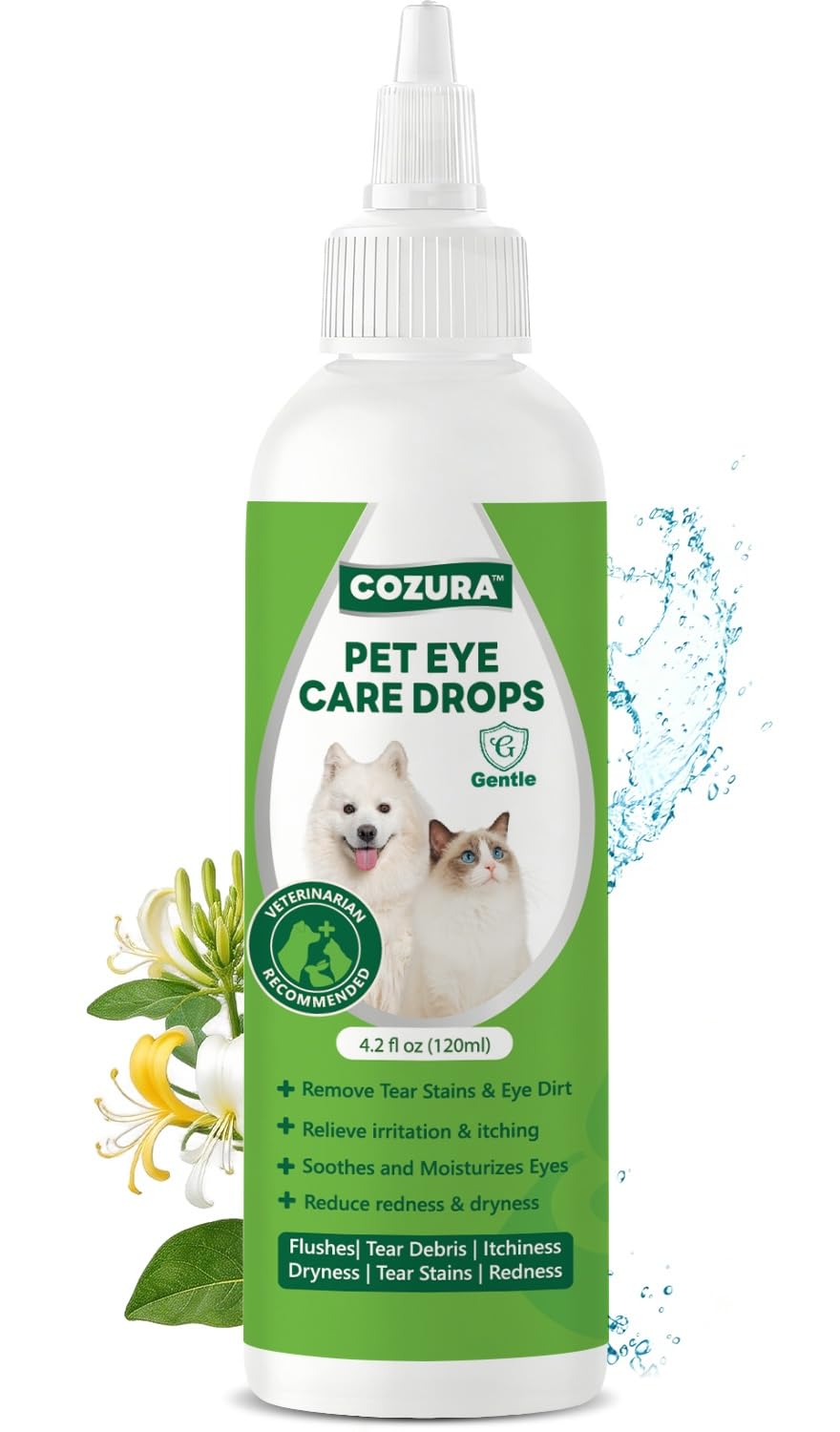 Cozura flacon avant montrant l'étiquette et la contenance de 120 ml, avantage praticité