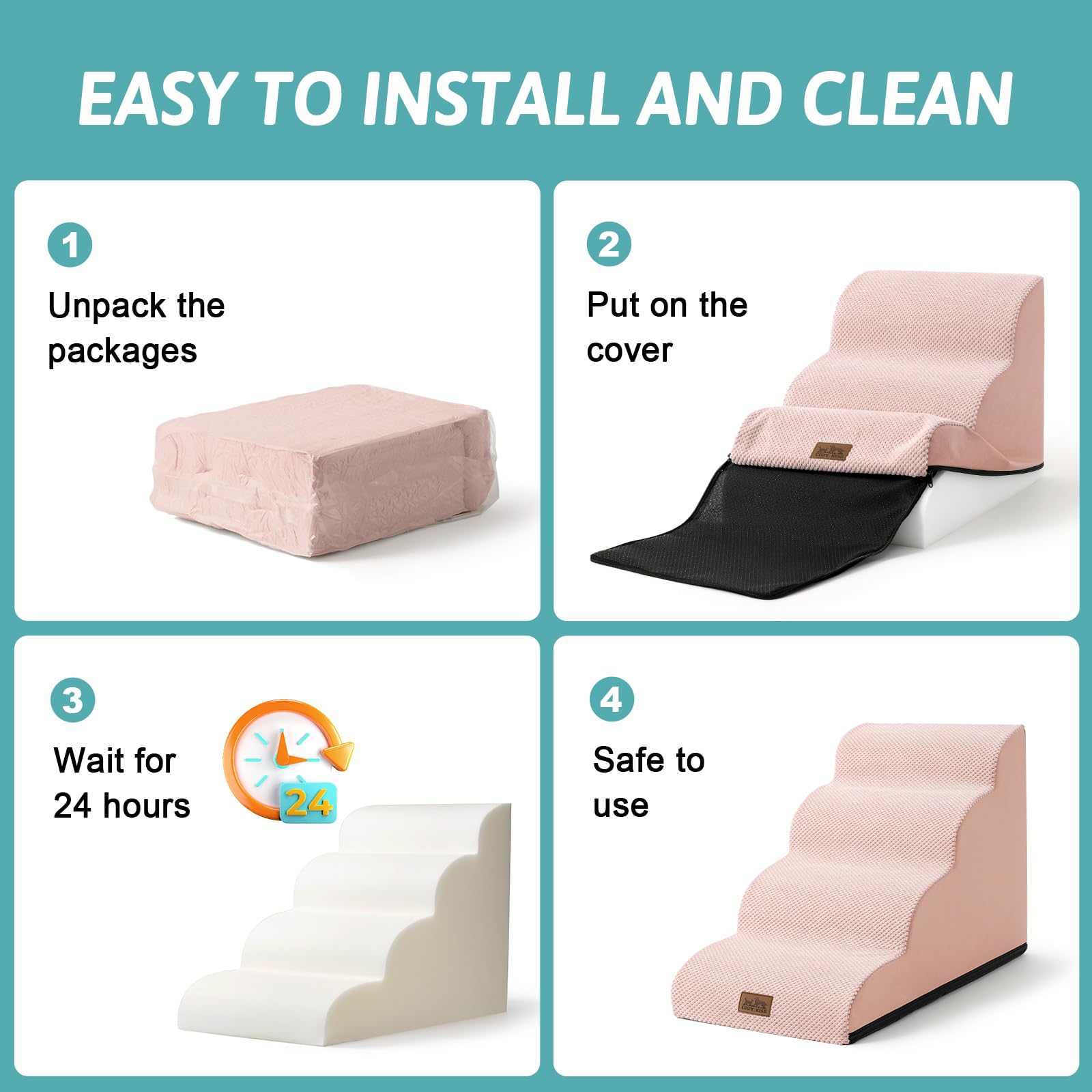 COZY KISS comparaison taille avec chiot montrant adaptabilité des 3 marches
