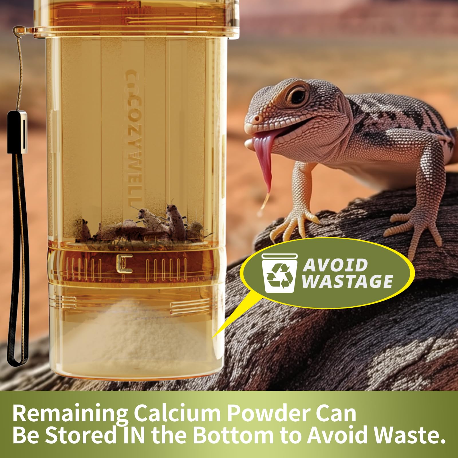 COZYWELL compartiment inférieur montrant stockage de poudre pour éviter gaspillage