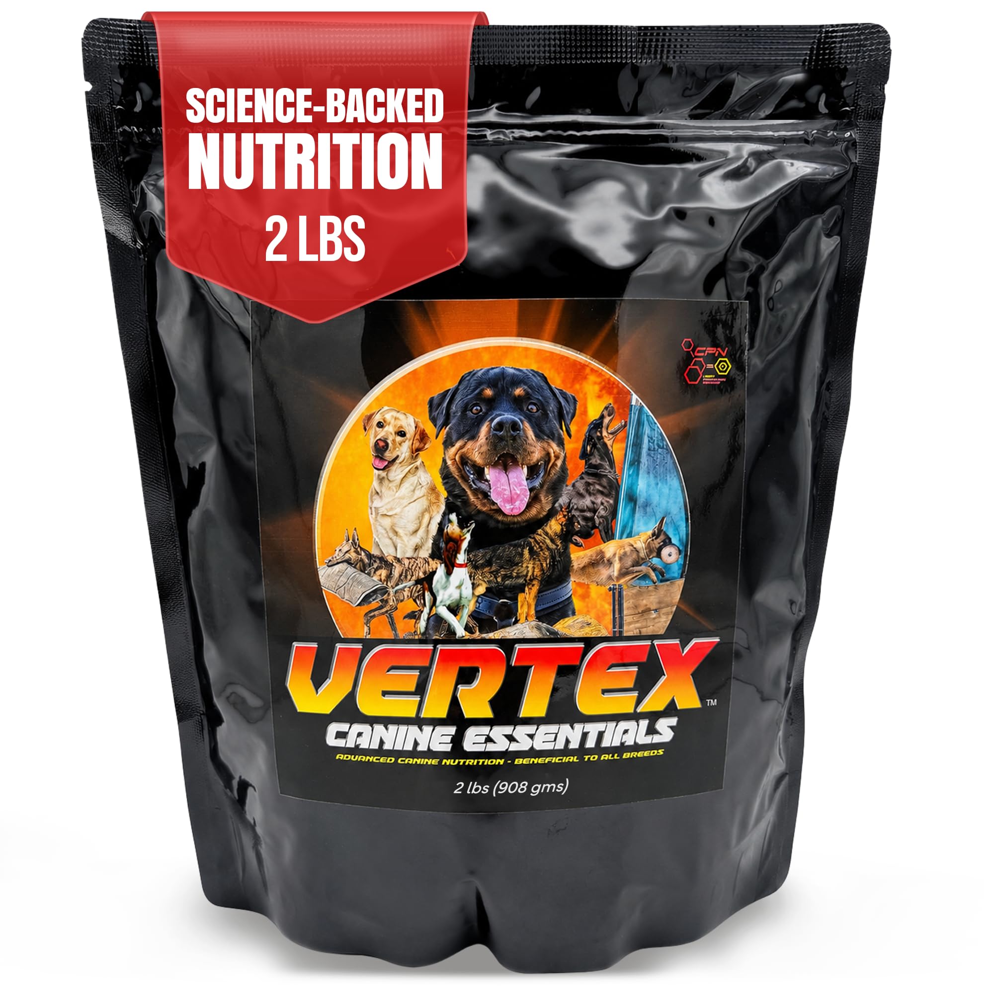 CPN Vertex emballage face montrant pot 2lb et bénéfice nutritionnel