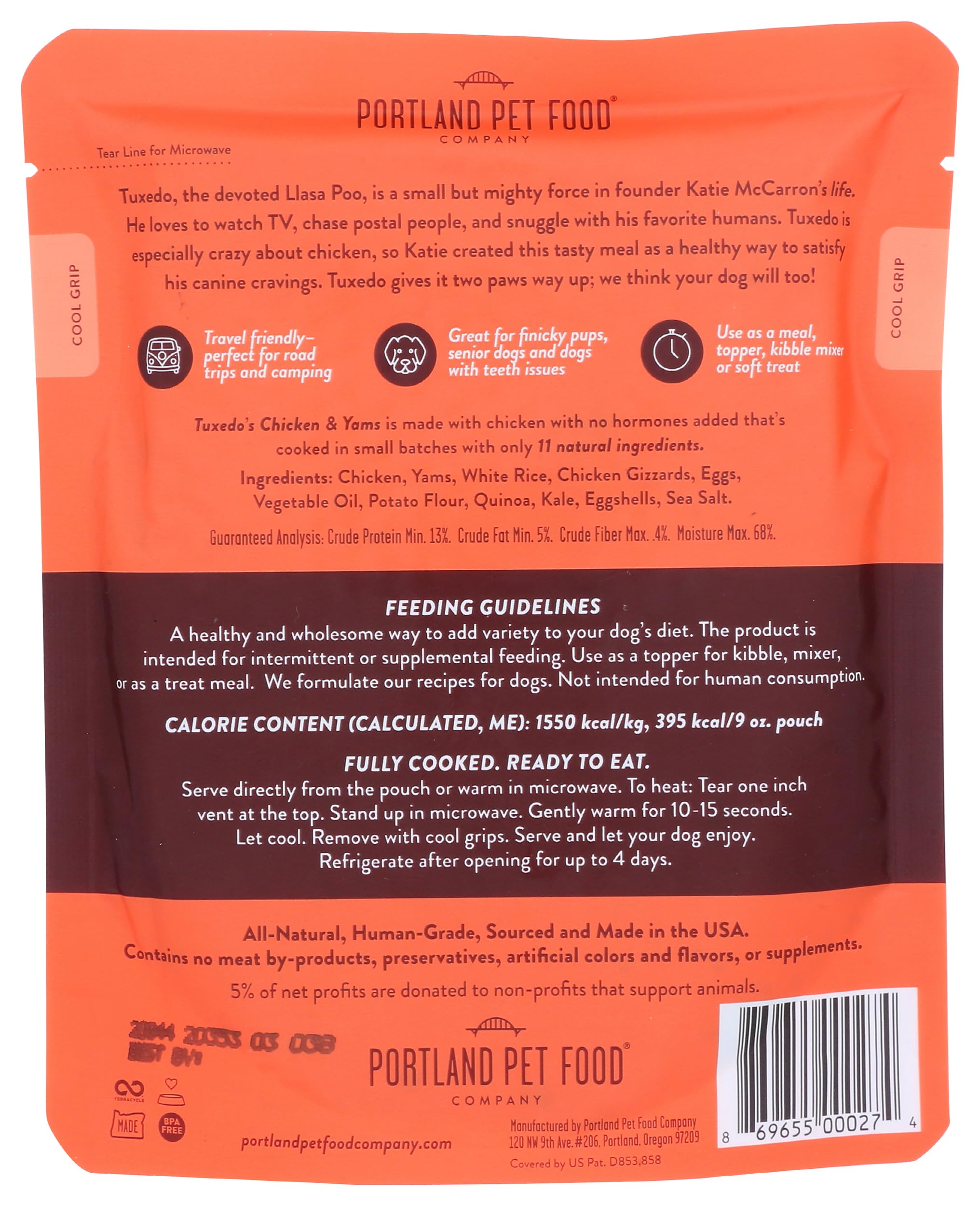 CRAFTED BY HUMANS LOVED BY DOGS emballage arrière avec informations claires