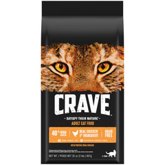 CRAVE emballage avant 2 lb montrant ingrédients et promesse protéique