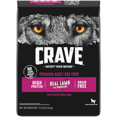 CRAVE emballage avant agneau montrant bénéfice protéines élevées