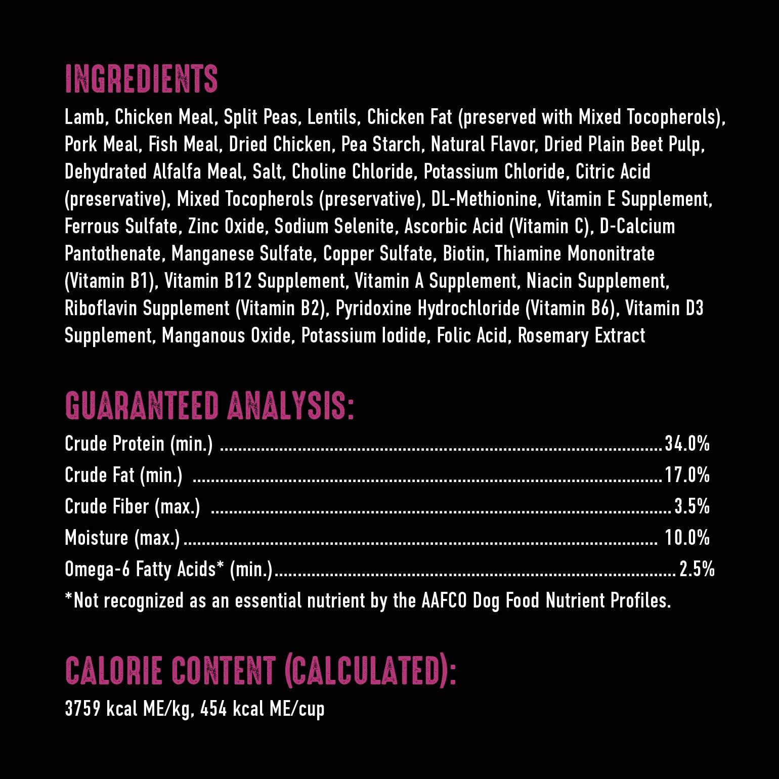 CRAVE tableau nutritionnel clair aidant à choisir une alimentation adaptée