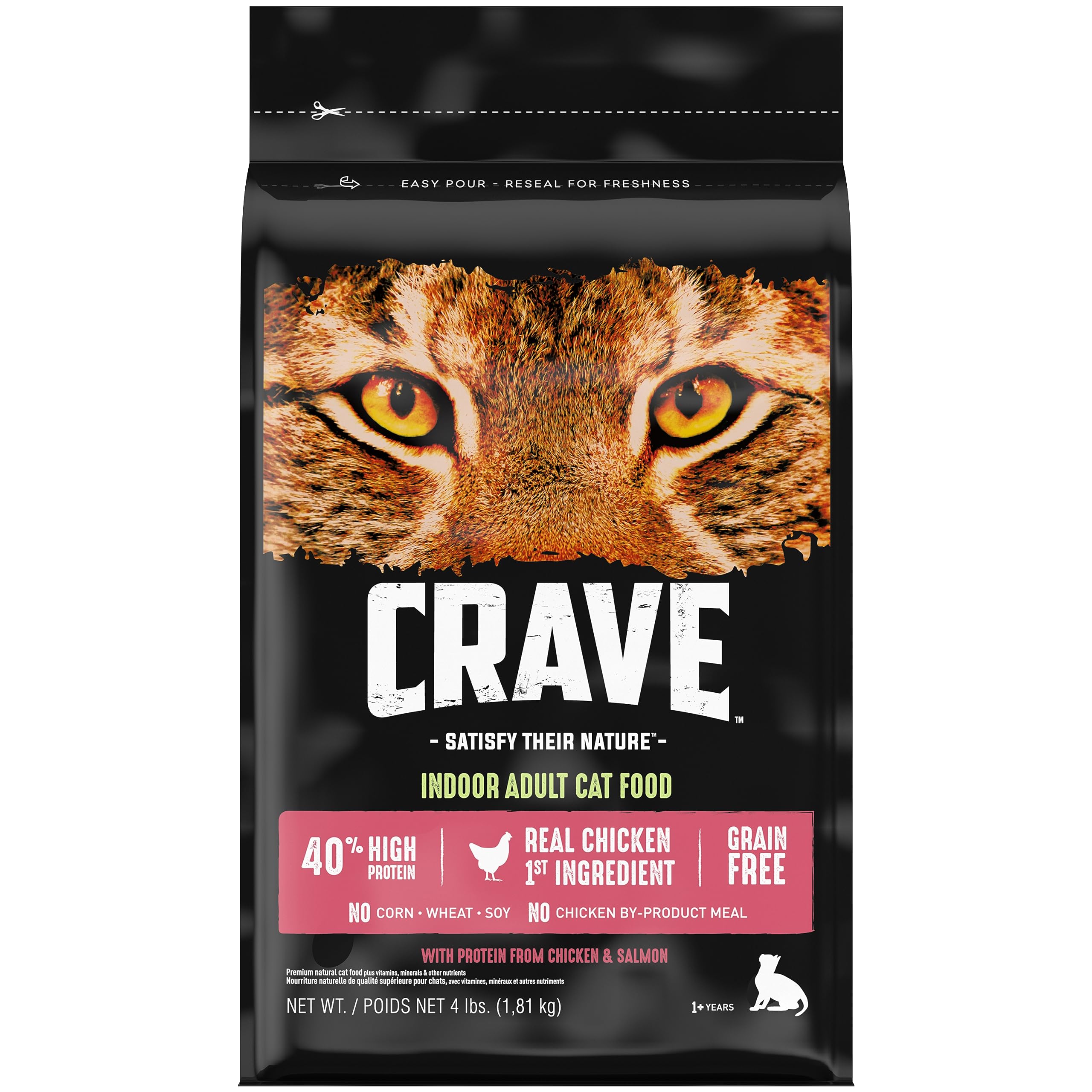 Crave sachet avant poulet saumon montrant le visuel et bénéfice appétence
