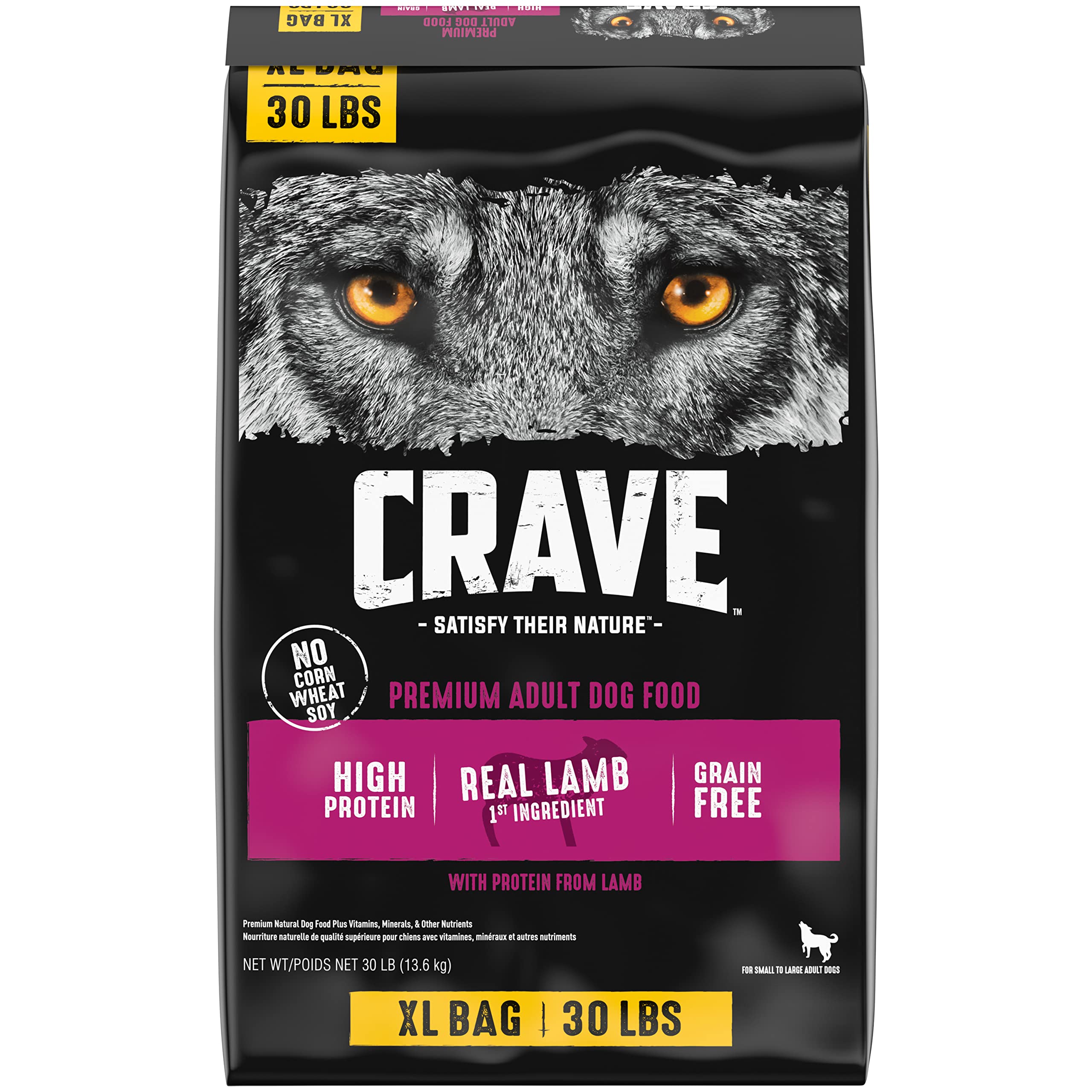 CRAVE sac 30 lb affichage frontal pour approvisionnement longue durée