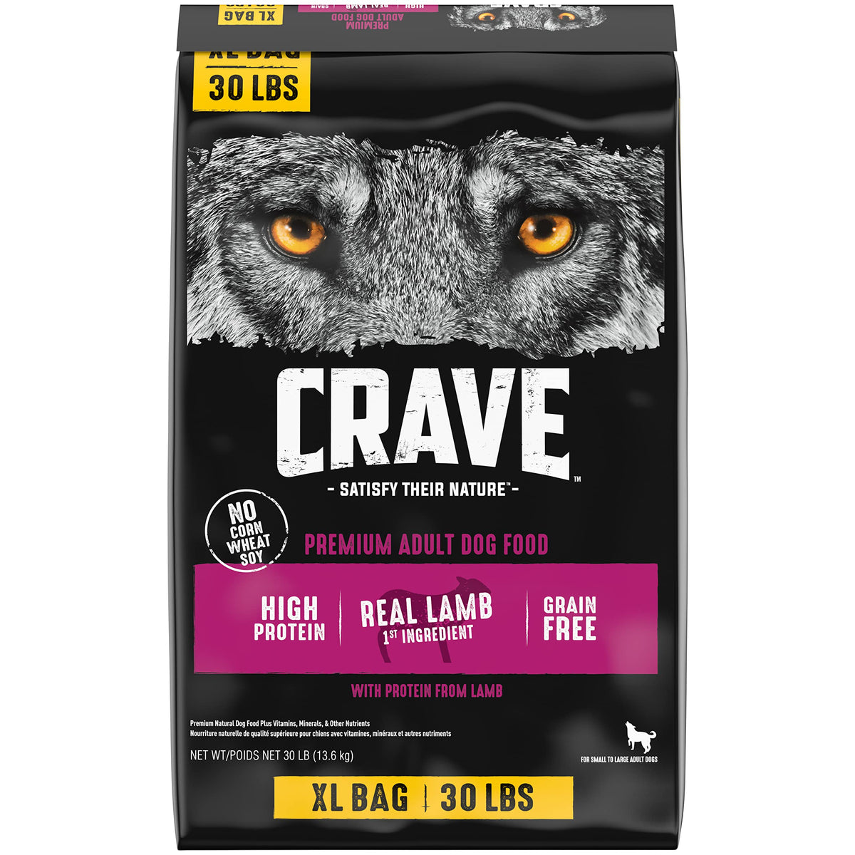 CRAVE sac 30 lb affichage frontal pour approvisionnement longue durée