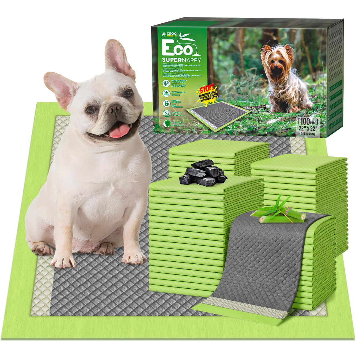 Croci emballage avant montrant 100 tapis, bénéfice gain de stockage