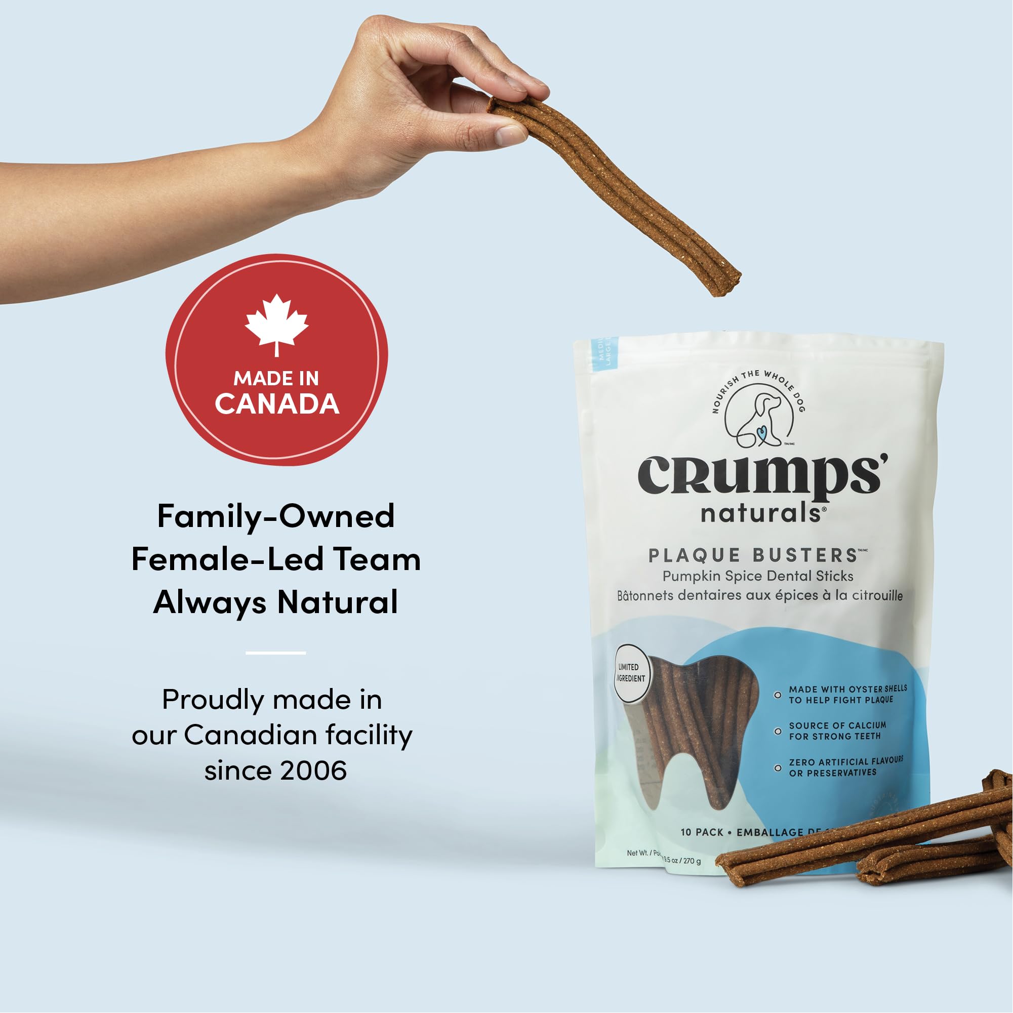 Crumps’ Naturals disposition pack de 8 illustrant quantité pratique
