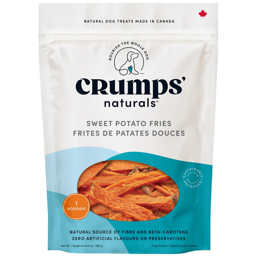 Crumps' Naturals emballage avant montrant frites naturelles et bénéfice santé