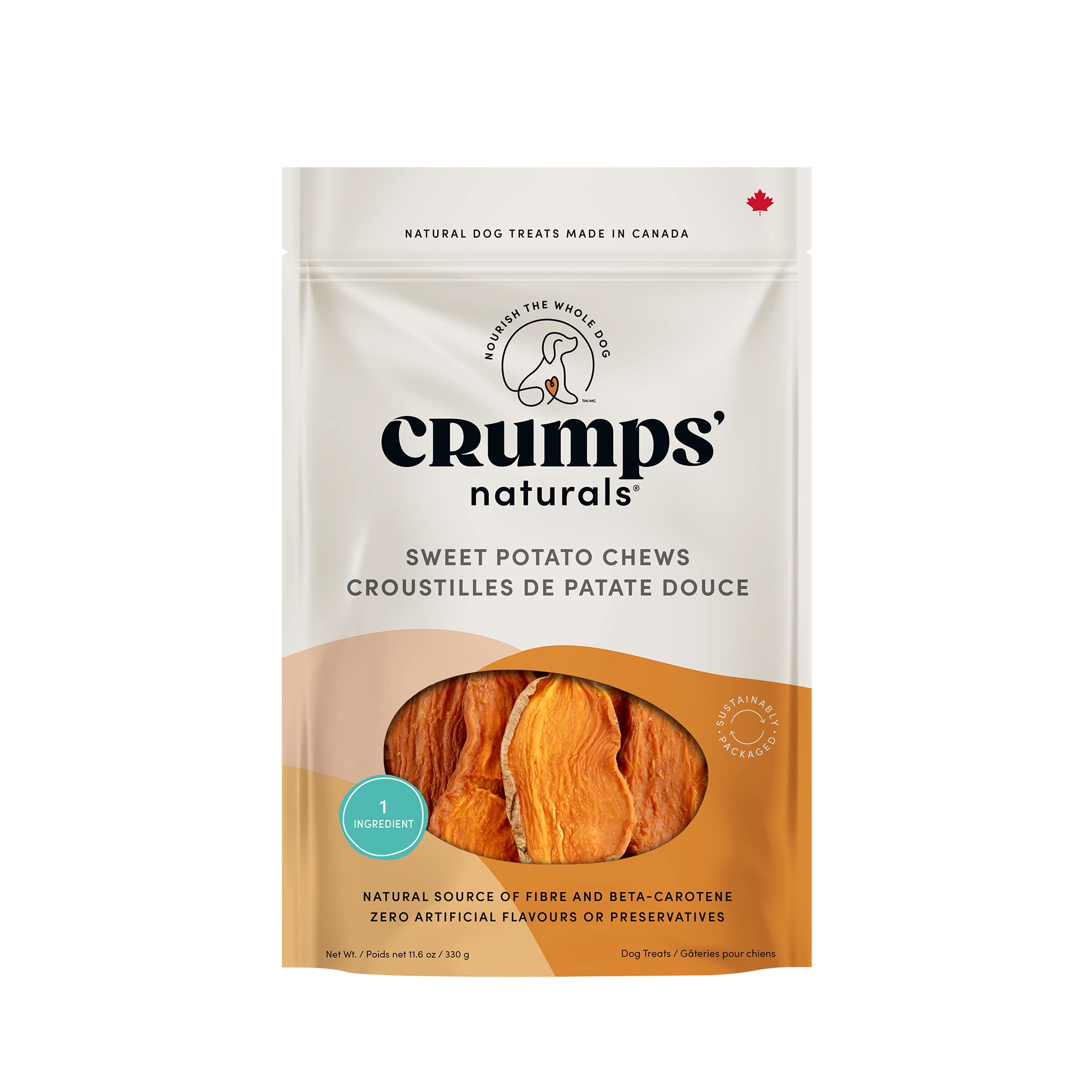 Crumps’ Naturals emballage avant montrant produit naturel et sans additifs