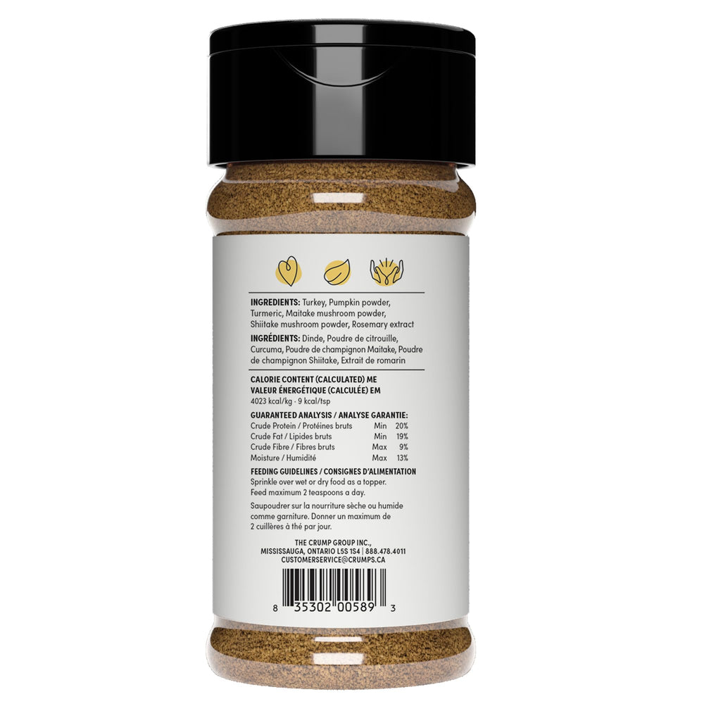 Crumps' Naturals fermeture et étiquette illustrant l'information produit
