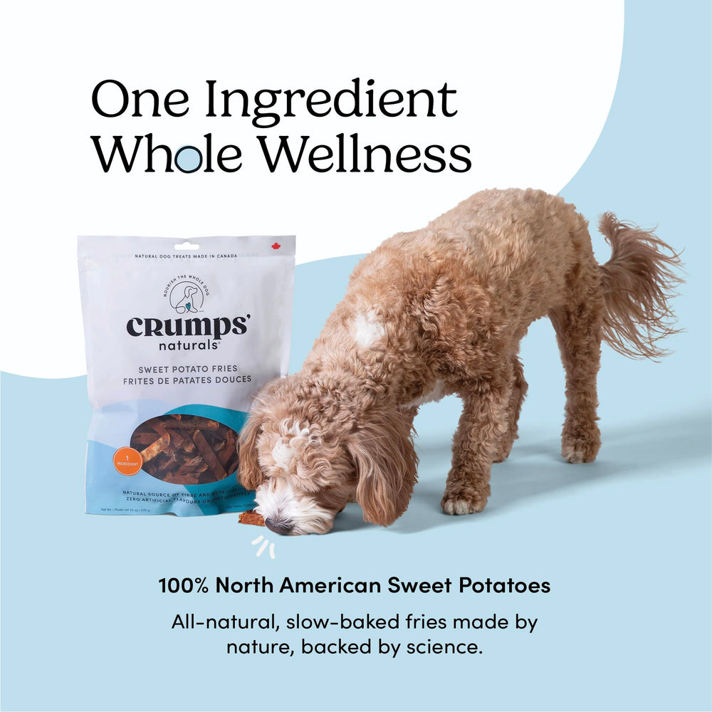 Crumps' Naturals assortiment de frites sur table, option mono‑ingrédient saine