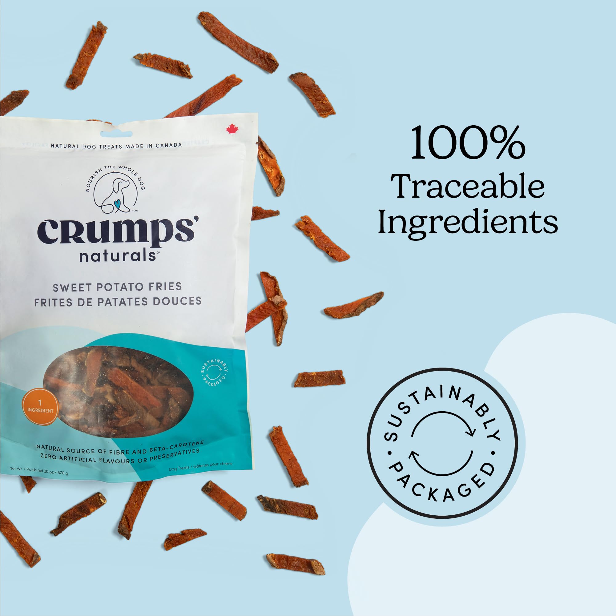 Crumps' Naturals couleur riche en bêta‑carotène montrant valeur nutritionnelle