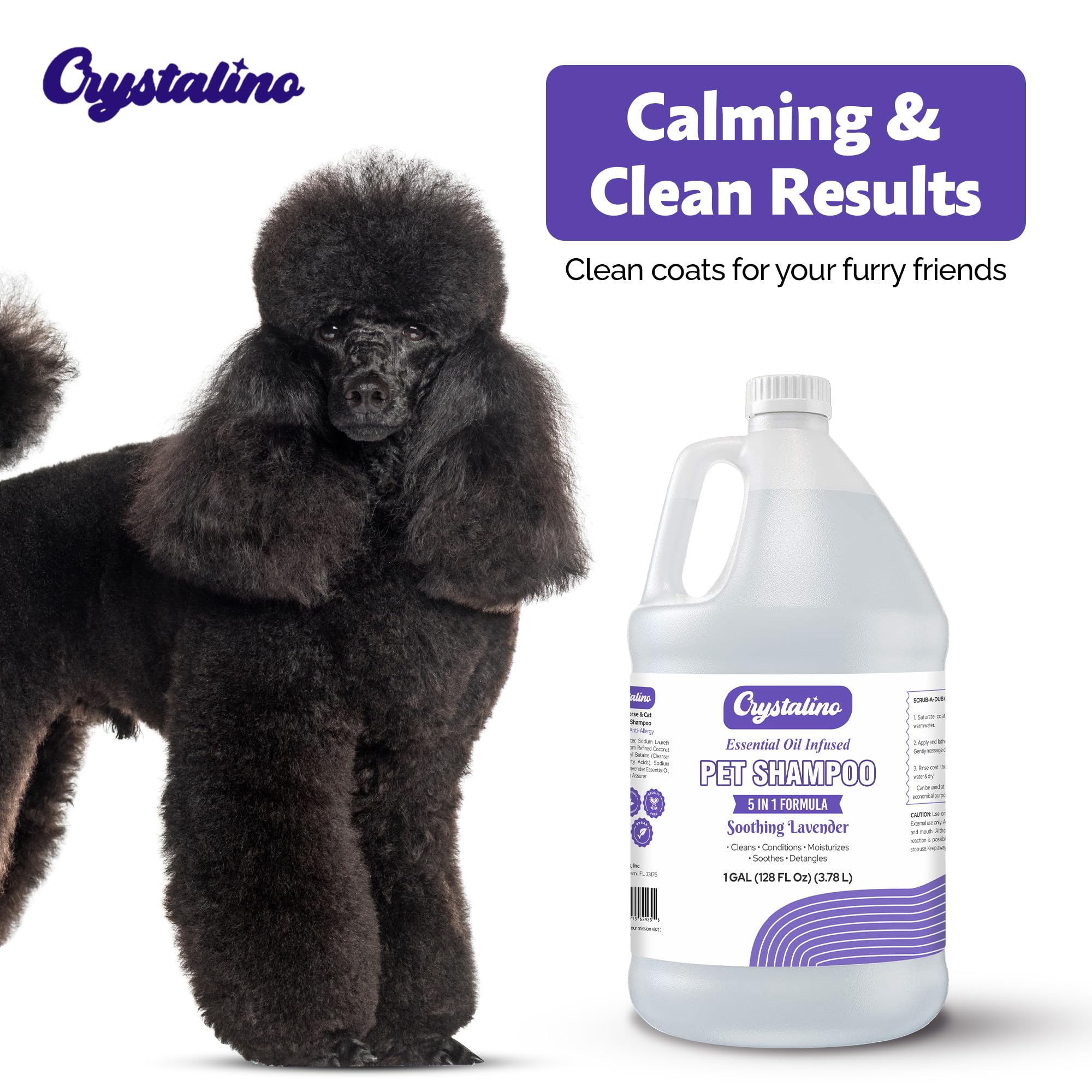 Crystalino étiquette détail ingrédients montrant avoine et aloe apaisants