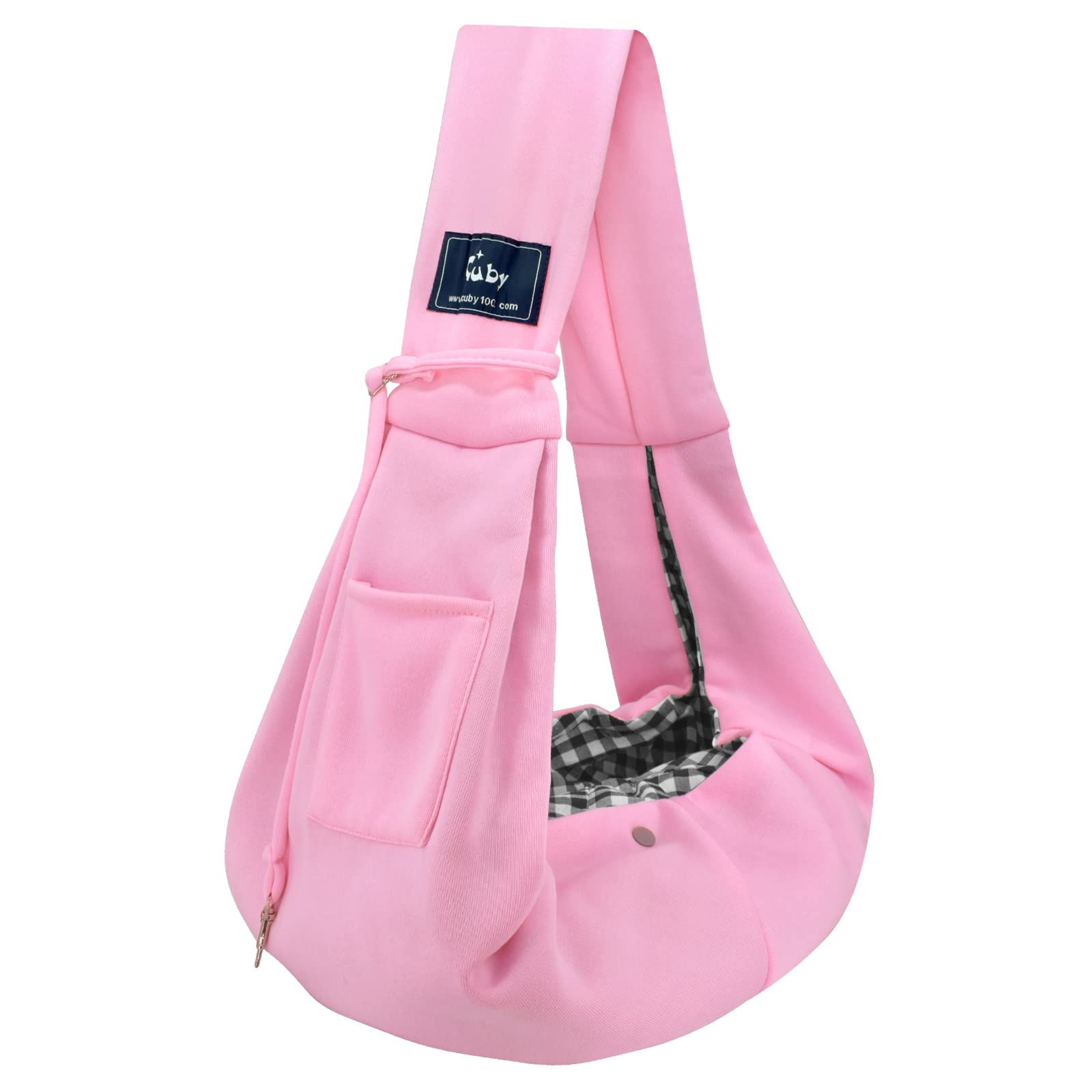 Cuby porte-animal face rose montrant coupe confortable et maintien sûr