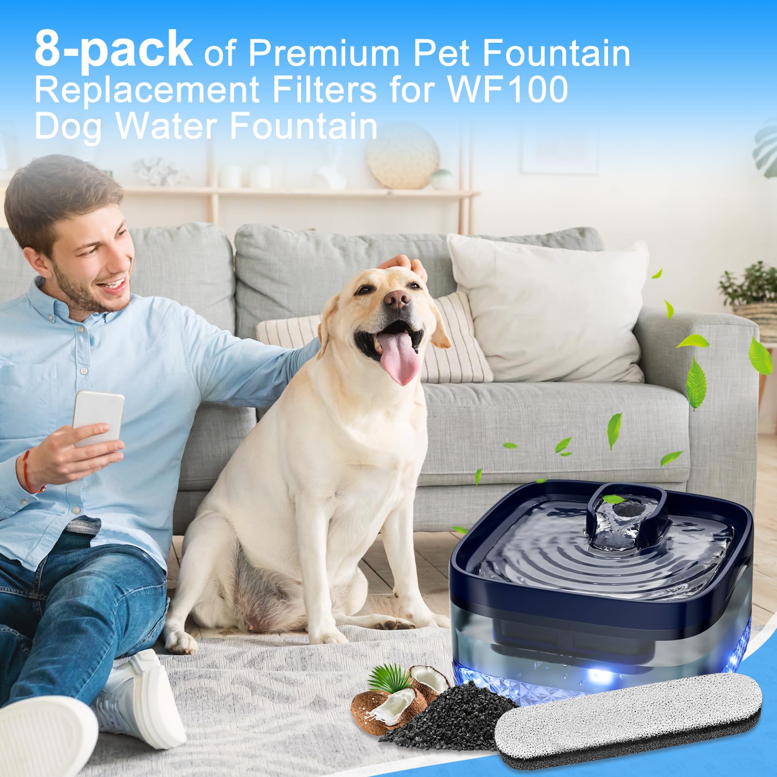 Cunina filtre dans fontaine utilisée par chien illustrant confort et hygiène
