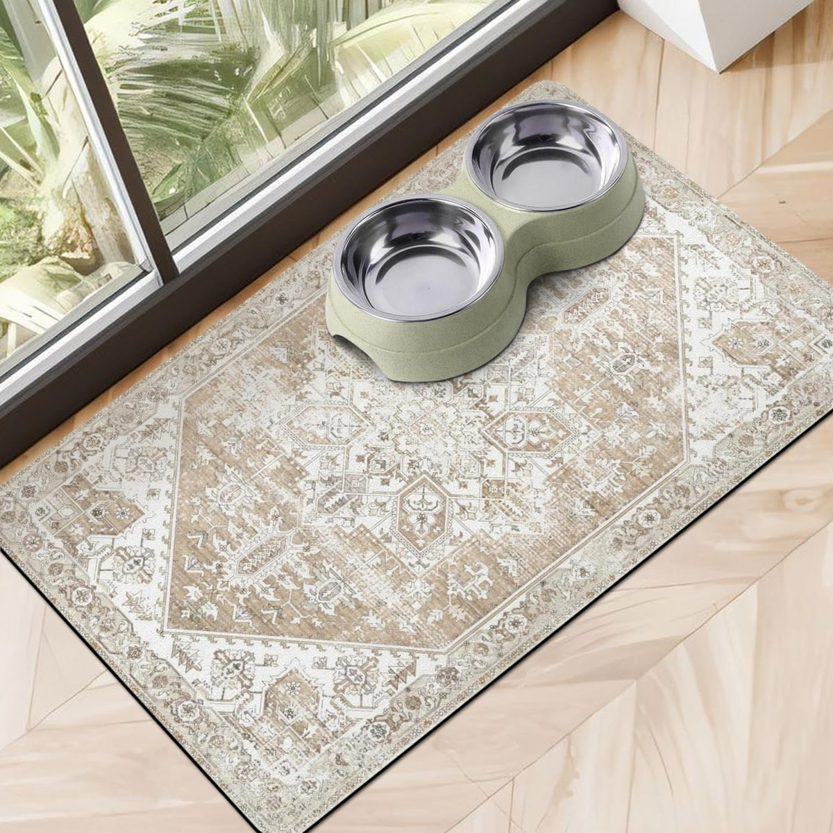 Cuslnox tapis pour gamelles face avant protège le sol et absorbe éclaboussures