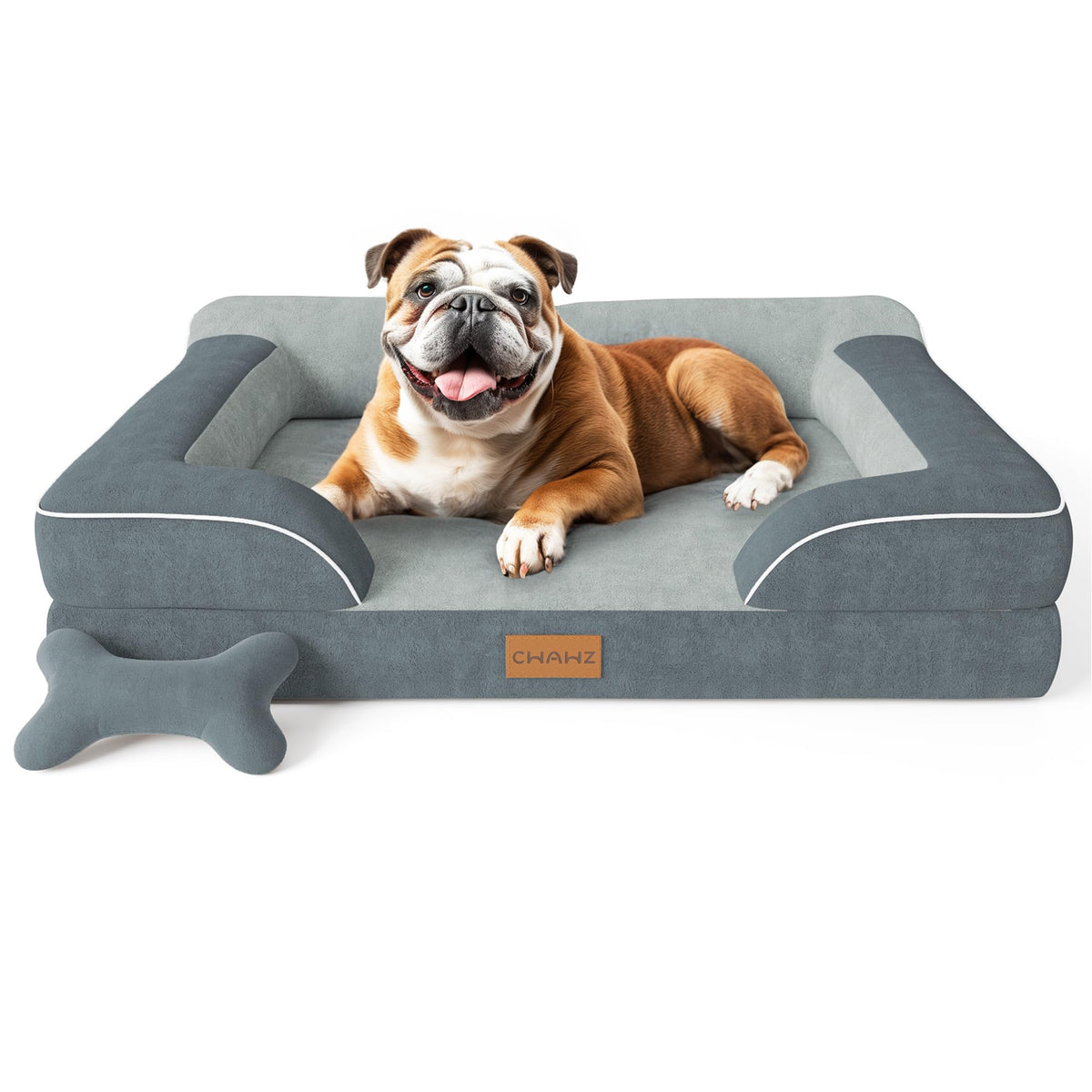 CWAWZ vue frontale du canapé pour chien montrant confort et style