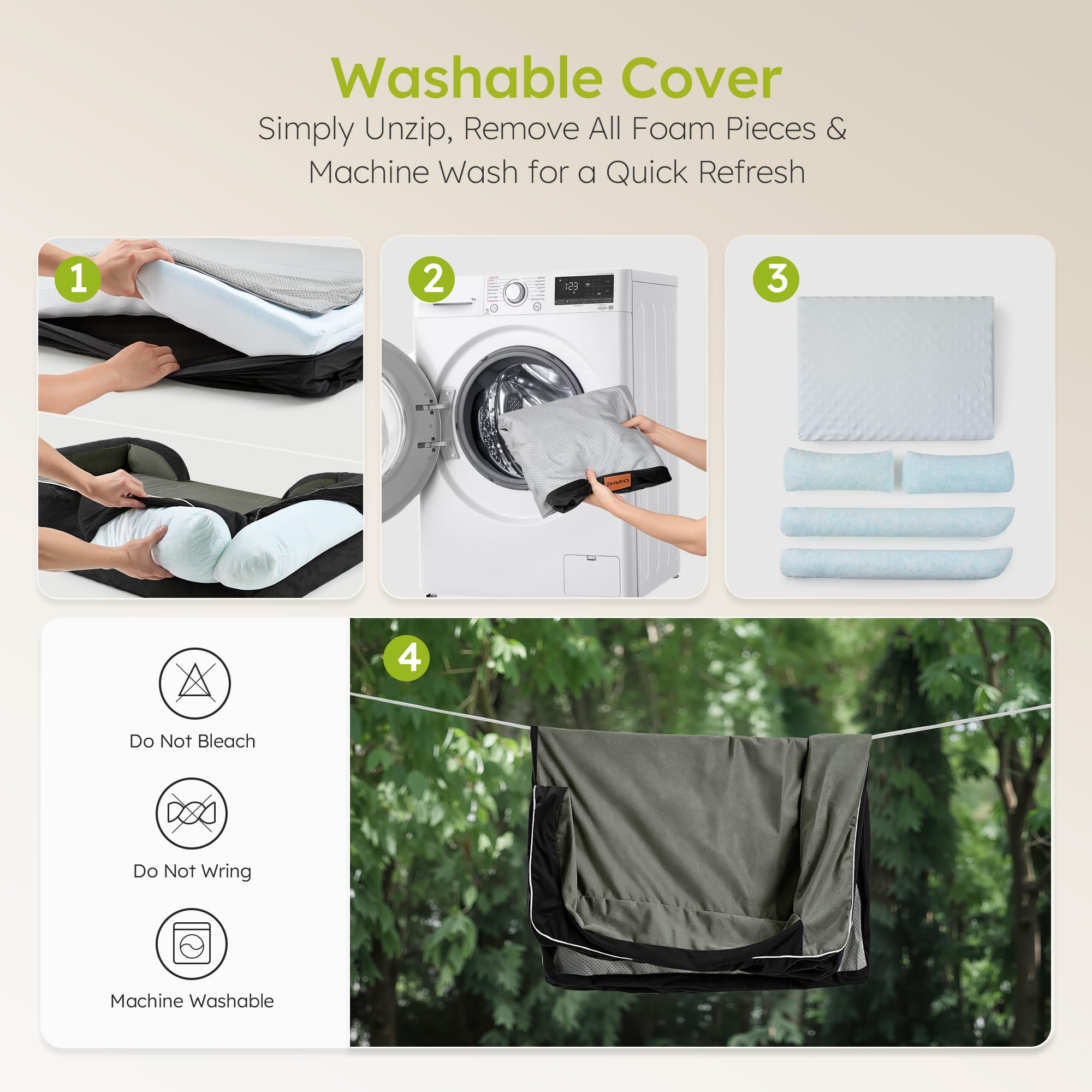 CWAWZ fermeture et coutures renforcées pour durabilité accrue