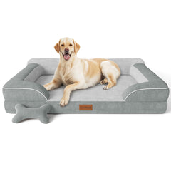 CWAWZ lit velours gris face, confort esthétique pour grand chien