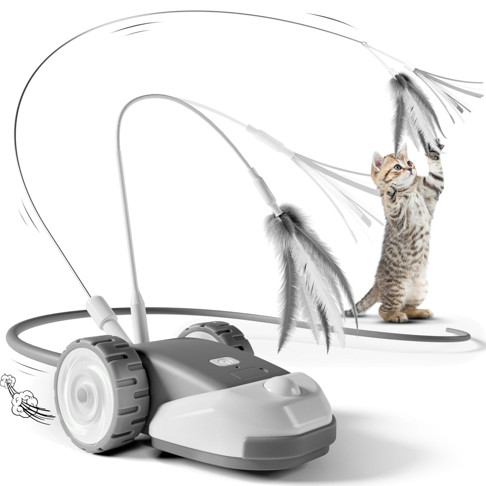 CYROS vue avant du jouet et souris mobile montrant design et accessoires