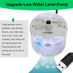 Pompe Daoxuan SMA-800 installée dans une fontaine en acier inoxydable pour chat, flux restauré