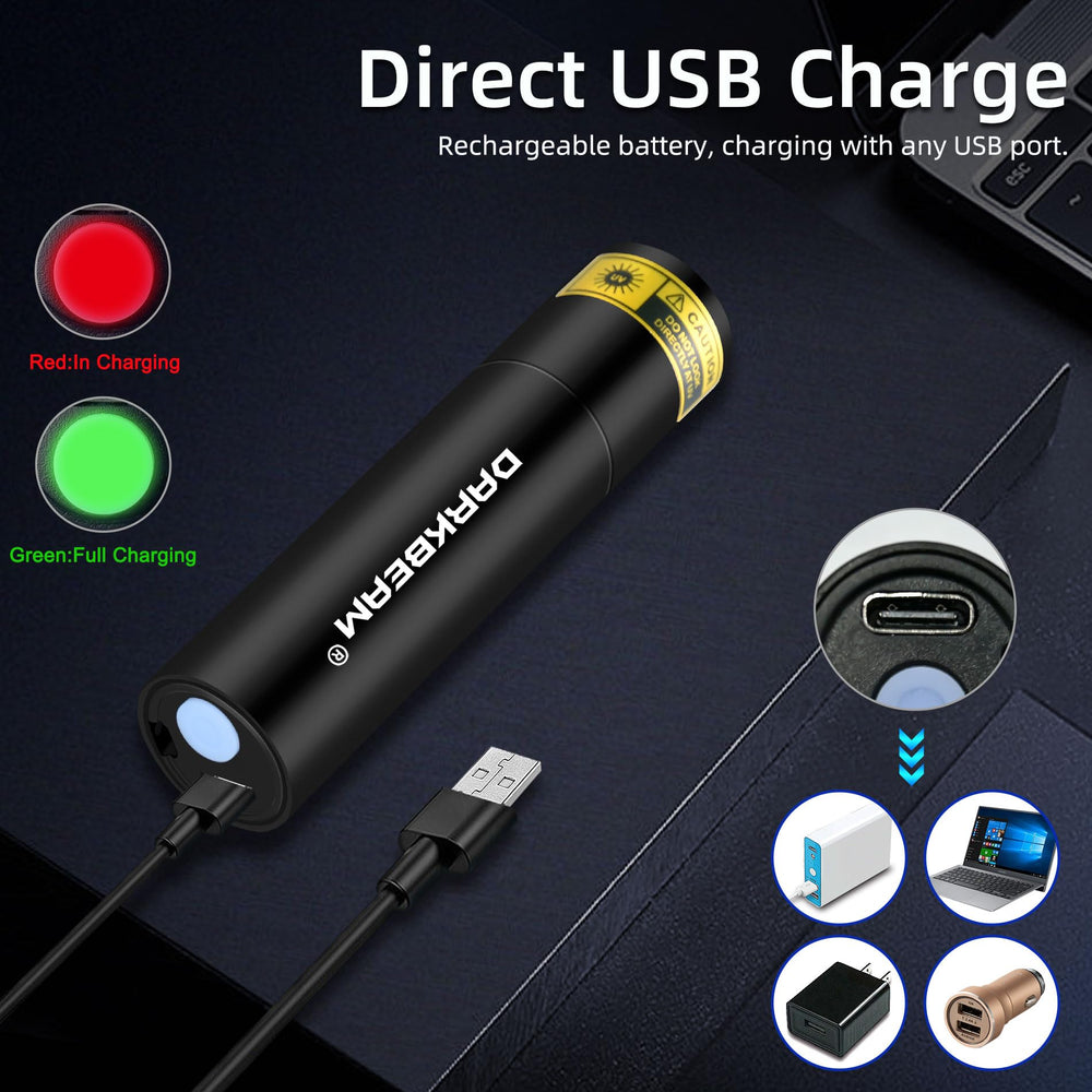 DARKBEAM lampe UV tenue à côté d'une clé pour montrer échelle portable