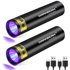 DARKBEAM torche UV face montrant l’émetteur et le faisceau puissant