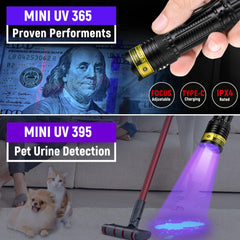 DARKDAWN torche allumée montrant faisceau UV pour localisation de taches